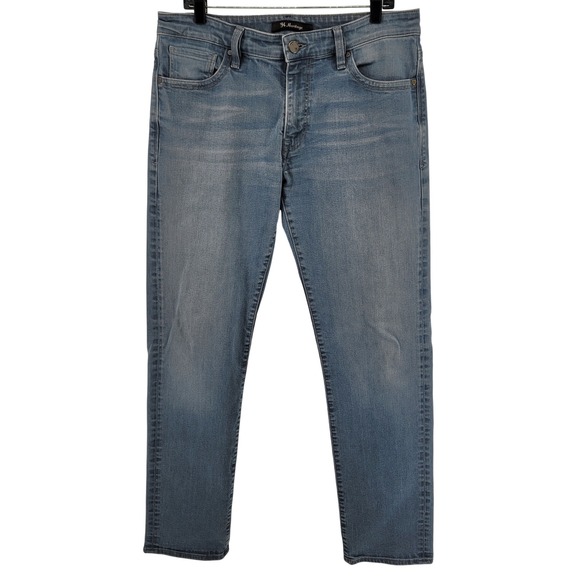 34 Heritage Coolmax Stretch Jeans Mens 34x34 Straight Leg Light Wash Denim - Picture 7 of 8